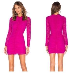 NWT NBD Las Olas Long Sleeve Mini Dress in Magenta Size Small
